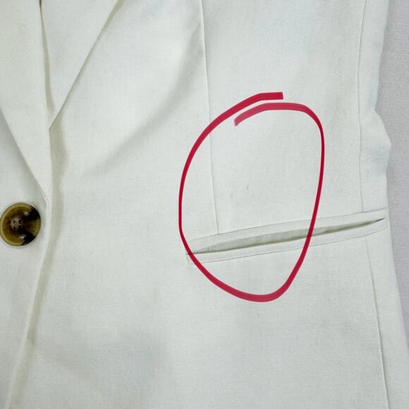 J Crew Factory Womens Linen Blend One Button Blazer Size 2 Petite White - Picture 13 of 16